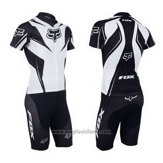 2013 Abbigliamento Ciclismo Fox Bianco e Nero Manica Corta e Salopette