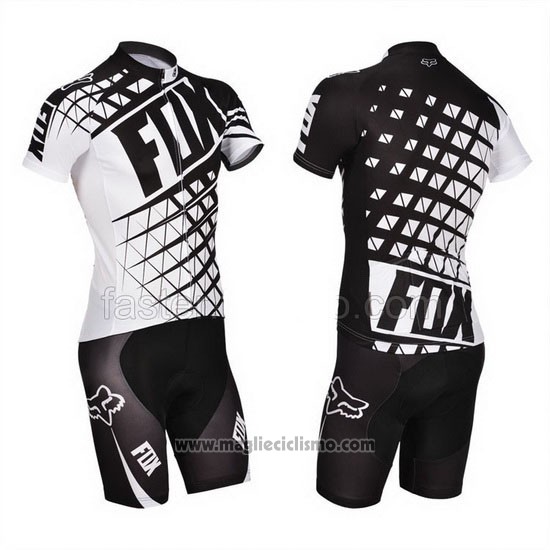 2014 Abbigliamento Ciclismo Fox Bianco e Nero Manica Corta e Salopette