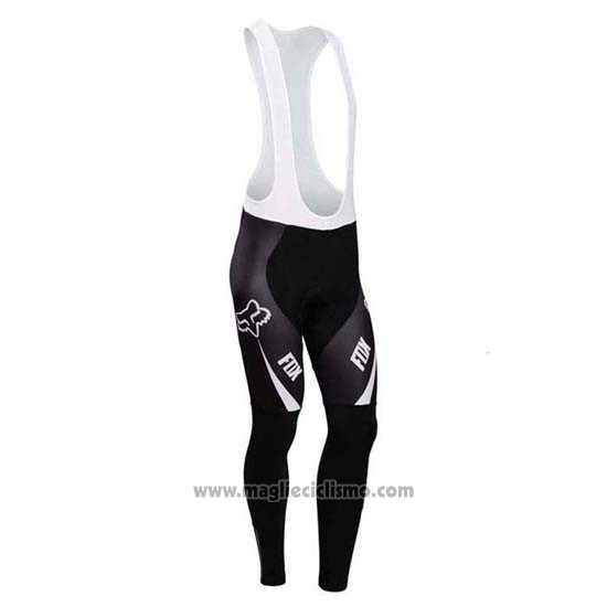 2014 Abbigliamento Ciclismo Fox Bianco e Nero Manica Lunga e Salopette