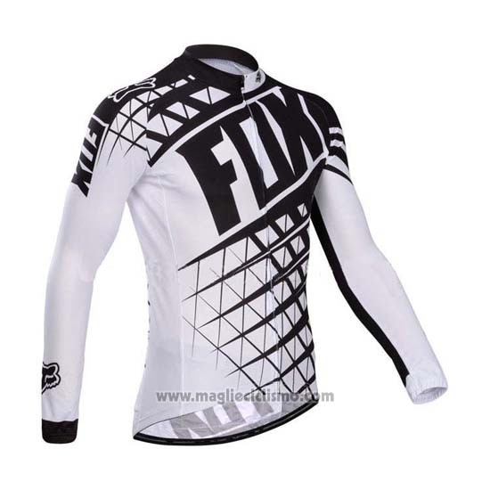 2014 Abbigliamento Ciclismo Fox Bianco e Nero Manica Lunga e Salopette