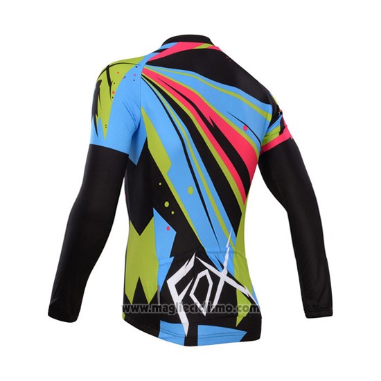 2014 Abbigliamento Ciclismo Fox Celeste e Nero Manica Lunga e Salopette