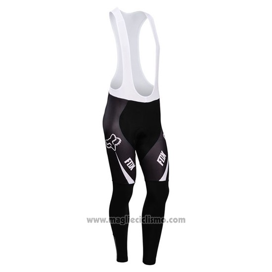 2014 Abbigliamento Ciclismo Fox Celeste e Nero Manica Lunga e Salopette