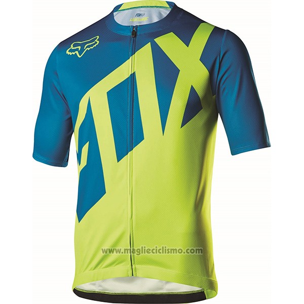 2017 Abbigliamento Ciclismo Fox Livewire Blu e Verde Manica Corta e Salopette