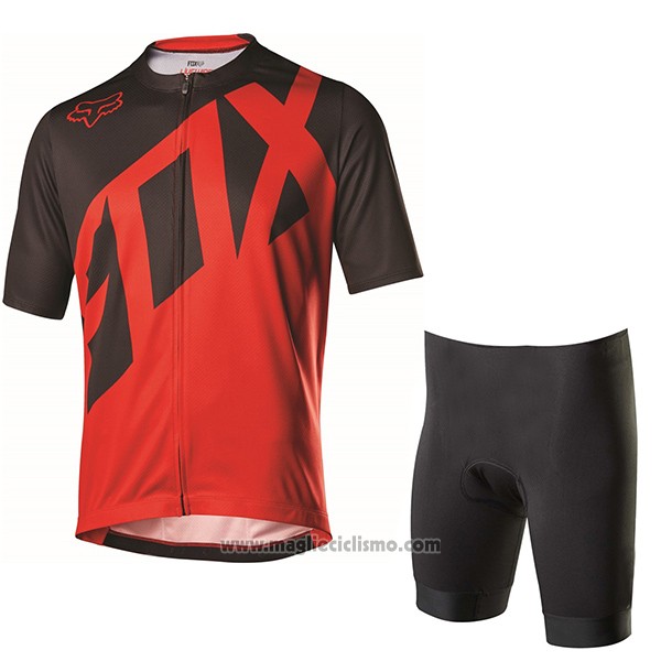 2017 Abbigliamento Ciclismo Fox Livewire Nero e Rosso Manica Corta e Salopette