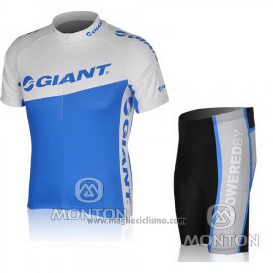 2010 Abbigliamento Ciclismo Giant Bianco e Celeste Manica Corta e Salopette