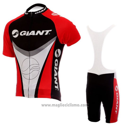 2010 Abbigliamento Ciclismo Giant Nero e Rosso Manica Corta e Salopette