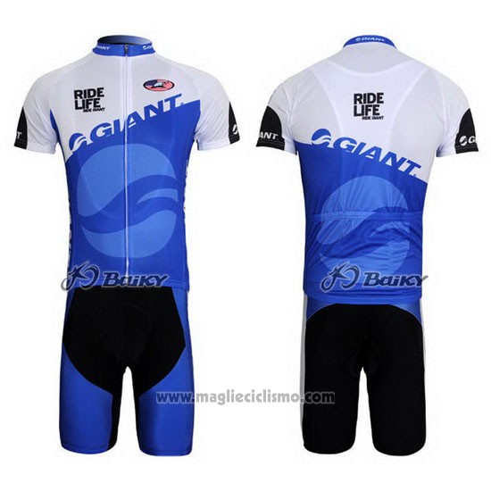 2011 Abbigliamento Ciclismo Giant Blu e Bianco Manica Corta e Salopette