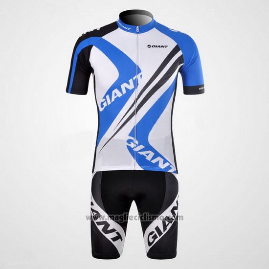2012 Abbigliamento Ciclismo Giant Bianco e Celeste Manica Corta e Salopette