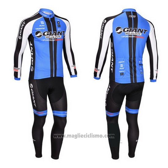 2013 Abbigliamento Ciclismo Giant Nero e Blu Manica Lunga e Salopette