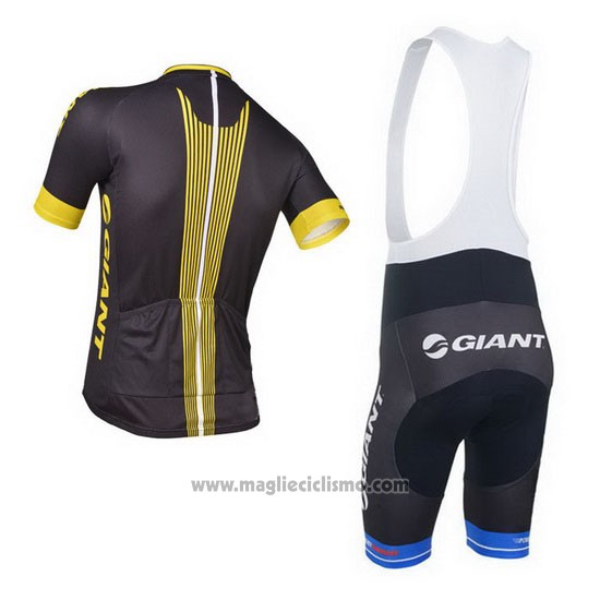 2013 Abbigliamento Ciclismo Giant Nero e Giallo Manica Corta e Salopette