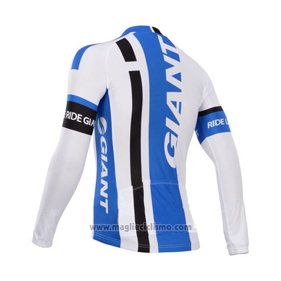 2014 Abbigliamento Ciclismo Giant Bianco e Celeste Manica Lunga e Salopette
