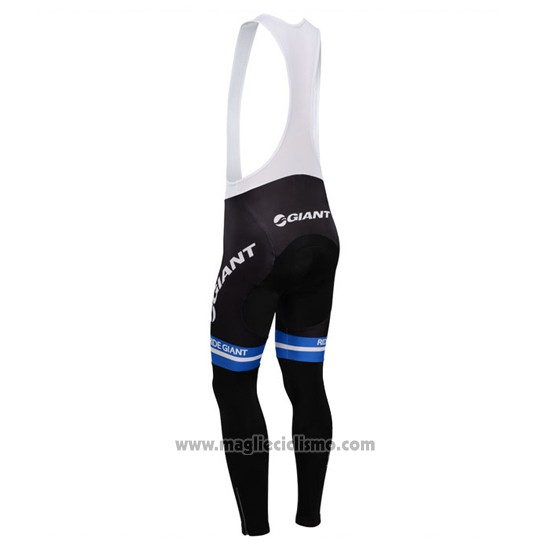 2014 Abbigliamento Ciclismo Giant Bianco e Celeste Manica Lunga e Salopette