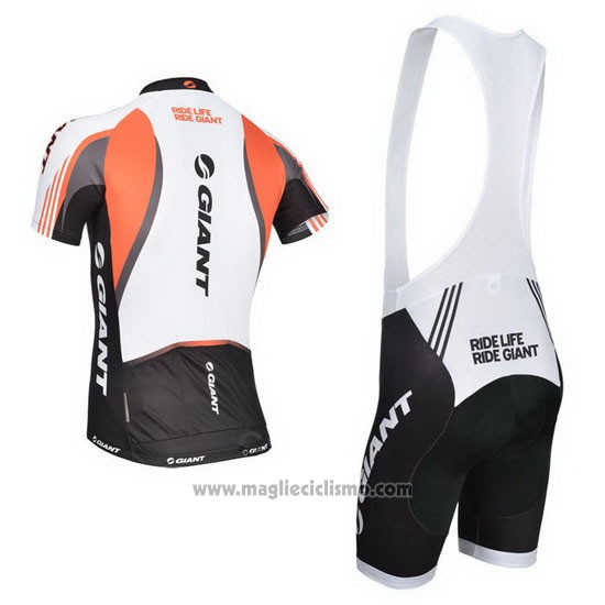 2014 Abbigliamento Ciclismo Giant Bianco e Nero Manica Corta e Salopette