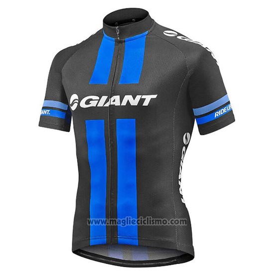 2016 Abbigliamento Ciclismo Giant Nero e Blu Manica Corta e Salopette