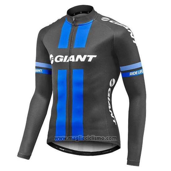 2016 Abbigliamento Ciclismo Giant Nero e Blu Manica Lunga e Salopette