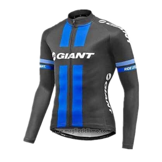 2017 Abbigliamento Ciclismo Giant Blu e Grigio Manica Lunga e Salopette