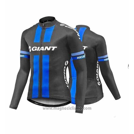 2017 Abbigliamento Ciclismo Giant Blu e Grigio Manica Lunga e Salopette