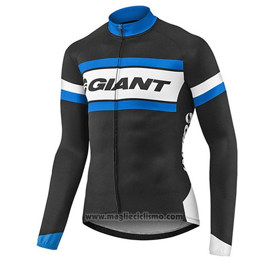 2017 Abbigliamento Ciclismo Giant Blu e Nero Manica Lunga e Salopette
