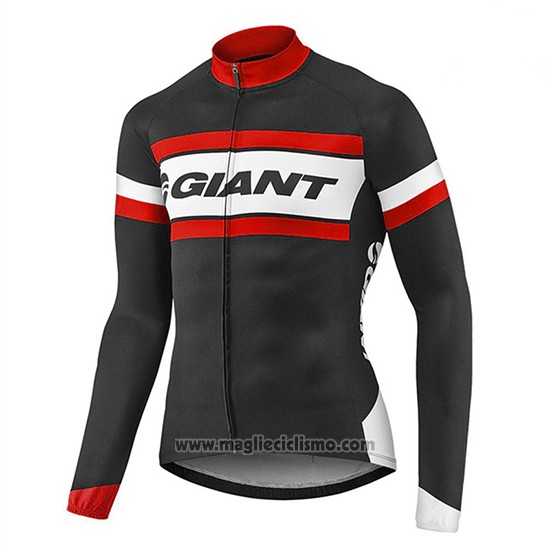 2017 Abbigliamento Ciclismo Giant Rosso e Nero Manica Lunga e Salopette