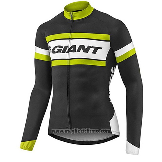 2017 Abbigliamento Ciclismo Giant Verde e Nero Manica Lunga e Salopette