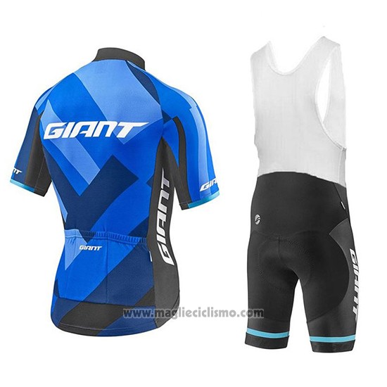 2018 Abbigliamento Ciclismo Giant Elevate Blu e Nero Manica Corta e Salopette