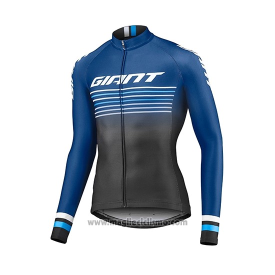 2019 Abbigliamento Ciclismo Giant Race Day Blu Nero Manica Lunga e Salopette