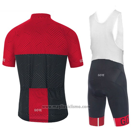 2018 Abbigliamento Ciclismo Gore C3 Optiline Rosso e Nero Manica Corta e Salopette