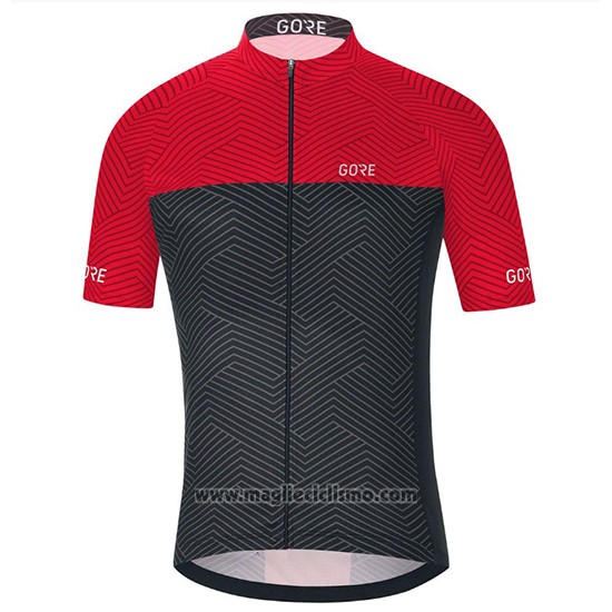 2018 Abbigliamento Ciclismo Gore C3 Optiline Rosso e Nero Manica Corta e Salopette