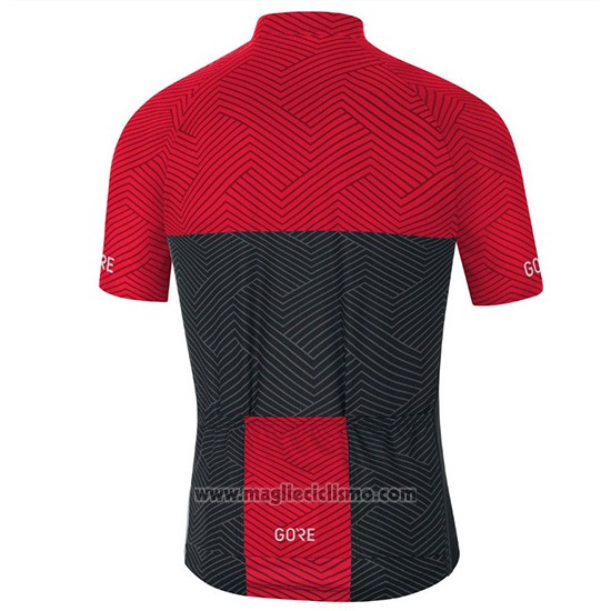 2018 Abbigliamento Ciclismo Gore C3 Optiline Rosso e Nero Manica Corta e Salopette