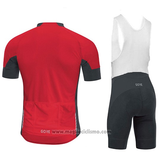 2018 Abbigliamento Ciclismo Gore C7 CC Nero e Rosso Manica Corta e Salopette