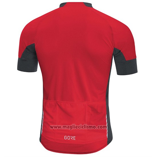 2018 Abbigliamento Ciclismo Gore C7 CC Nero e Rosso Manica Corta e Salopette