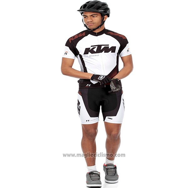 2016 Abbigliamento Ciclismo KTM Bianco e Nero Manica Corta e Salopette