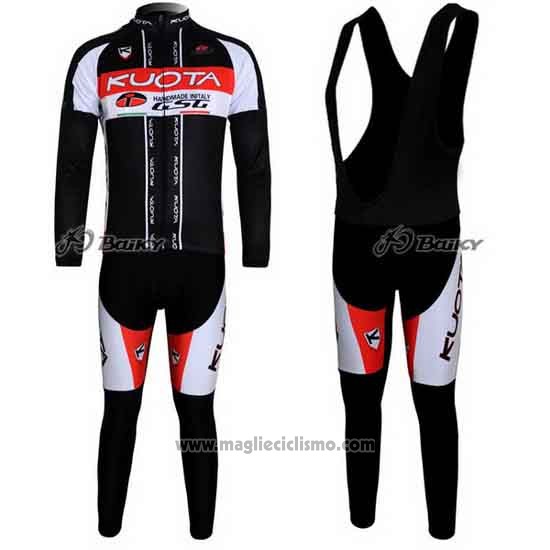 2011 Abbigliamento Ciclismo Kuota Nero e Bianco Manica Lunga e Salopette