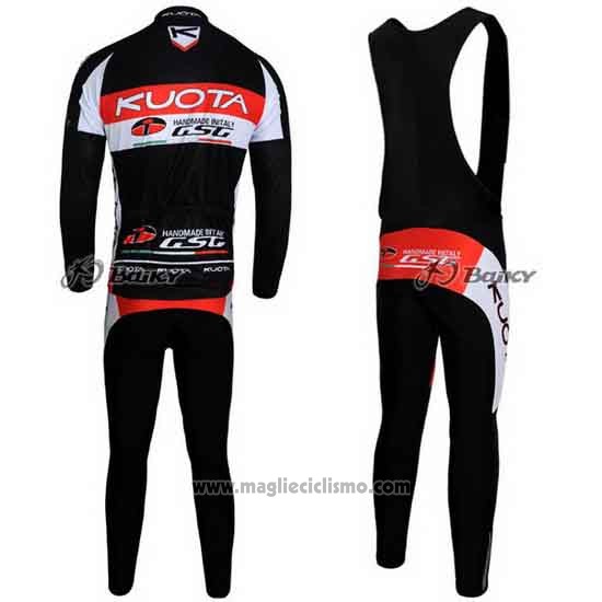 2011 Abbigliamento Ciclismo Kuota Nero e Bianco Manica Lunga e Salopette