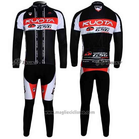 2011 Abbigliamento Ciclismo Kuota Nero e Bianco Manica Lunga e Salopette