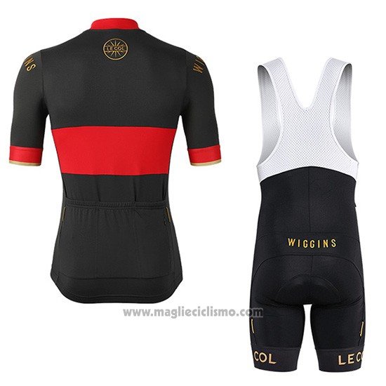 2019 Abbigliamento Ciclismo Lecol Nero Rosso Manica Corta e Salopette