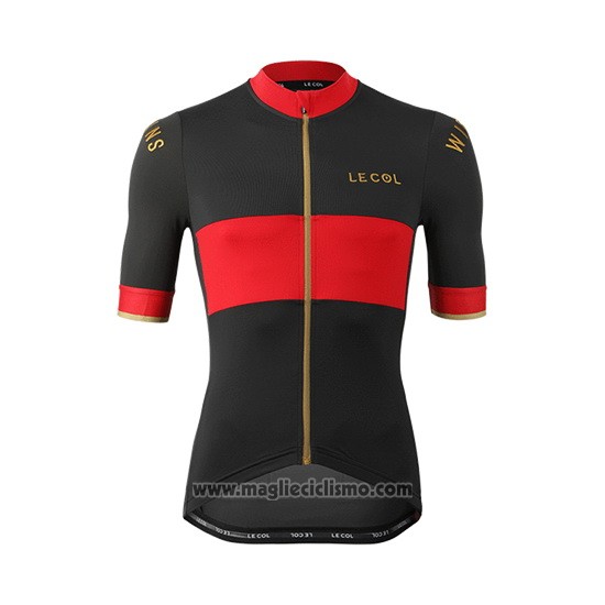 2019 Abbigliamento Ciclismo Lecol Nero Rosso Manica Corta e Salopette