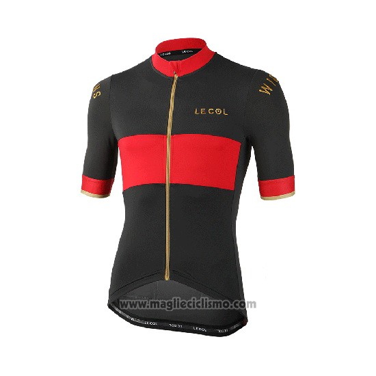 2019 Abbigliamento Ciclismo Lecol Nero Rosso Manica Corta e Salopette
