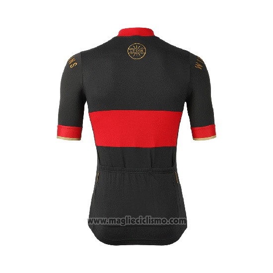2019 Abbigliamento Ciclismo Lecol Nero Rosso Manica Corta e Salopette