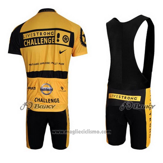 2009 Abbigliamento Ciclismo Livestrong Giallo e Nero Manica Corta e Salopette