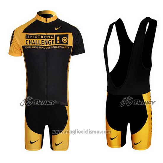 2009 Abbigliamento Ciclismo Livestrong Giallo e Nero Manica Corta e Salopette