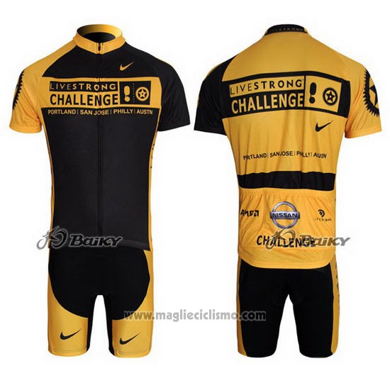 2009 Abbigliamento Ciclismo Livestrong Giallo e Nero Manica Corta e Salopette