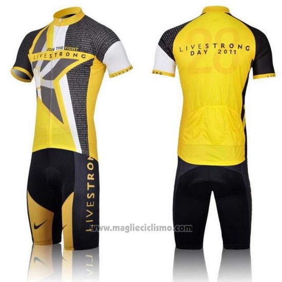 2011 Abbigliamento Ciclismo Livestrong Giallo Manica Corta e Salopette