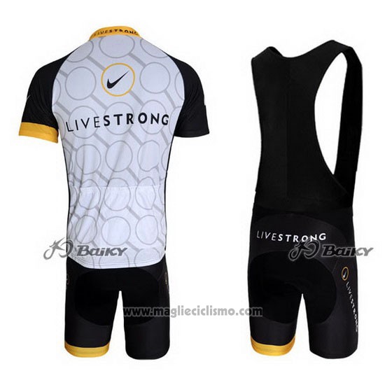 2011 Abbigliamento Ciclismo Livestrong Nero e Giallo Manica Corta e Salopette