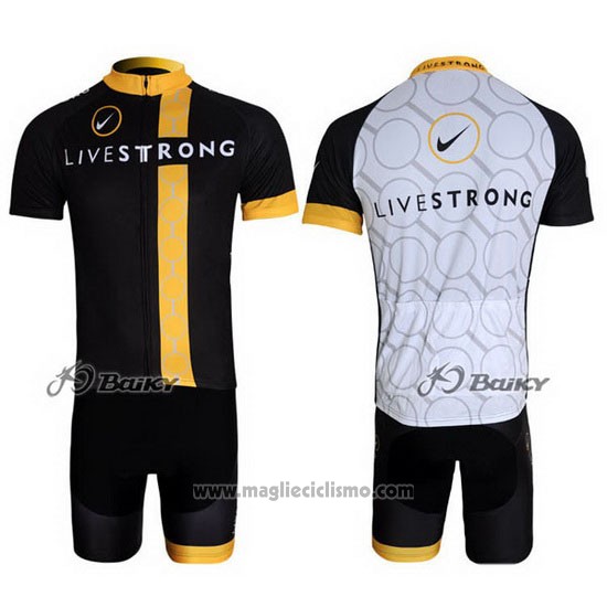 2011 Abbigliamento Ciclismo Livestrong Nero e Giallo Manica Corta e Salopette