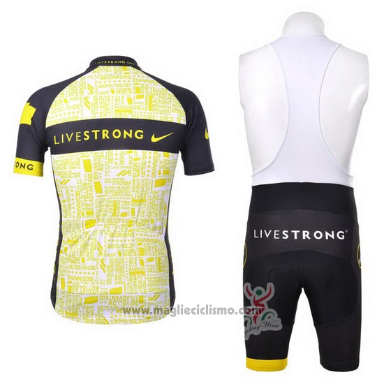 2012 Abbigliamento Ciclismo Livestrong Nero e Giallo Manica Corta e Salopette