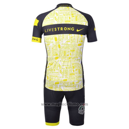 2012 Abbigliamento Ciclismo Livestrong Nero e Giallo Manica Corta e Salopette