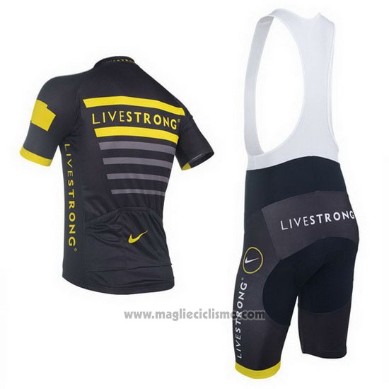 2013 Abbigliamento Ciclismo Livestrong Nero e Giallo Manica Corta e Salopette