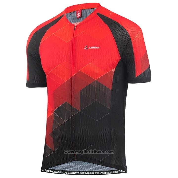 2020 Abbigliamento Ciclismo Loffler Nero Rosso Manica Corta e Salopette