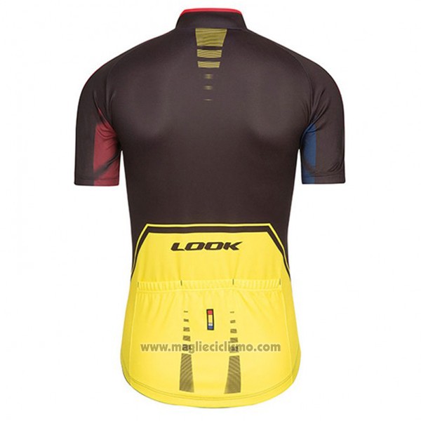2017 Abbigliamento Ciclismo Look Pro Equipo Nero e Giallo Manica Corta e Salopette
